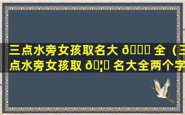 三点水旁女孩取名大 🐈 全（三点水旁女孩取 🦉 名大全两个字）